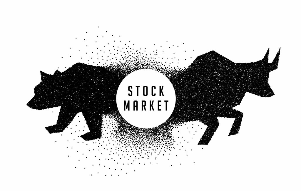 stock market concept design showing bull and bear